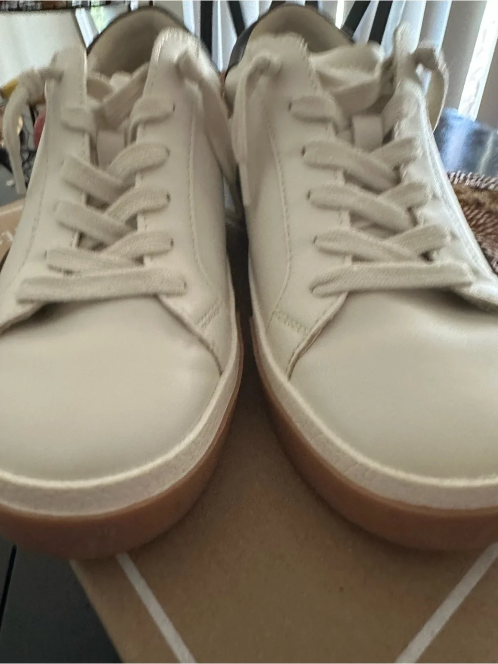 Dolce Vita Cream Leather Low-Top Lace-Up Sneakers